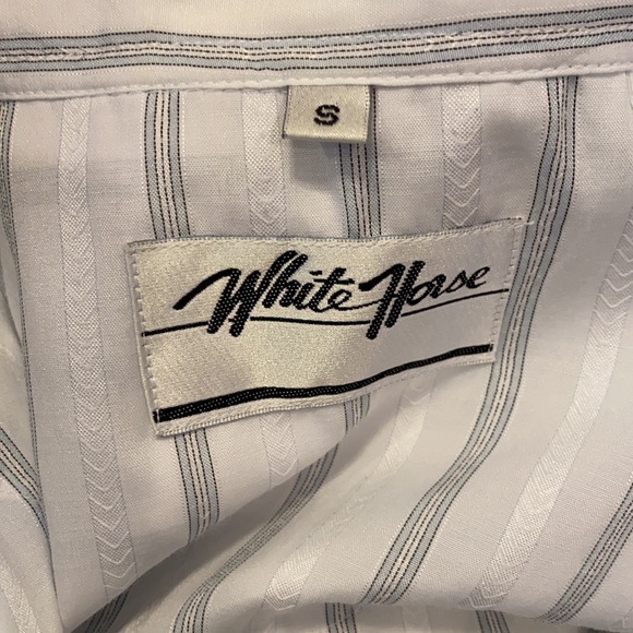 White Horse Button Down Stripe Long Sleeves Small White Gray - Picture 6 of 6